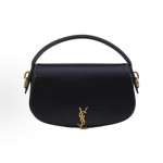 SAINT LAURENT bronze metal hardware handbag for women in black